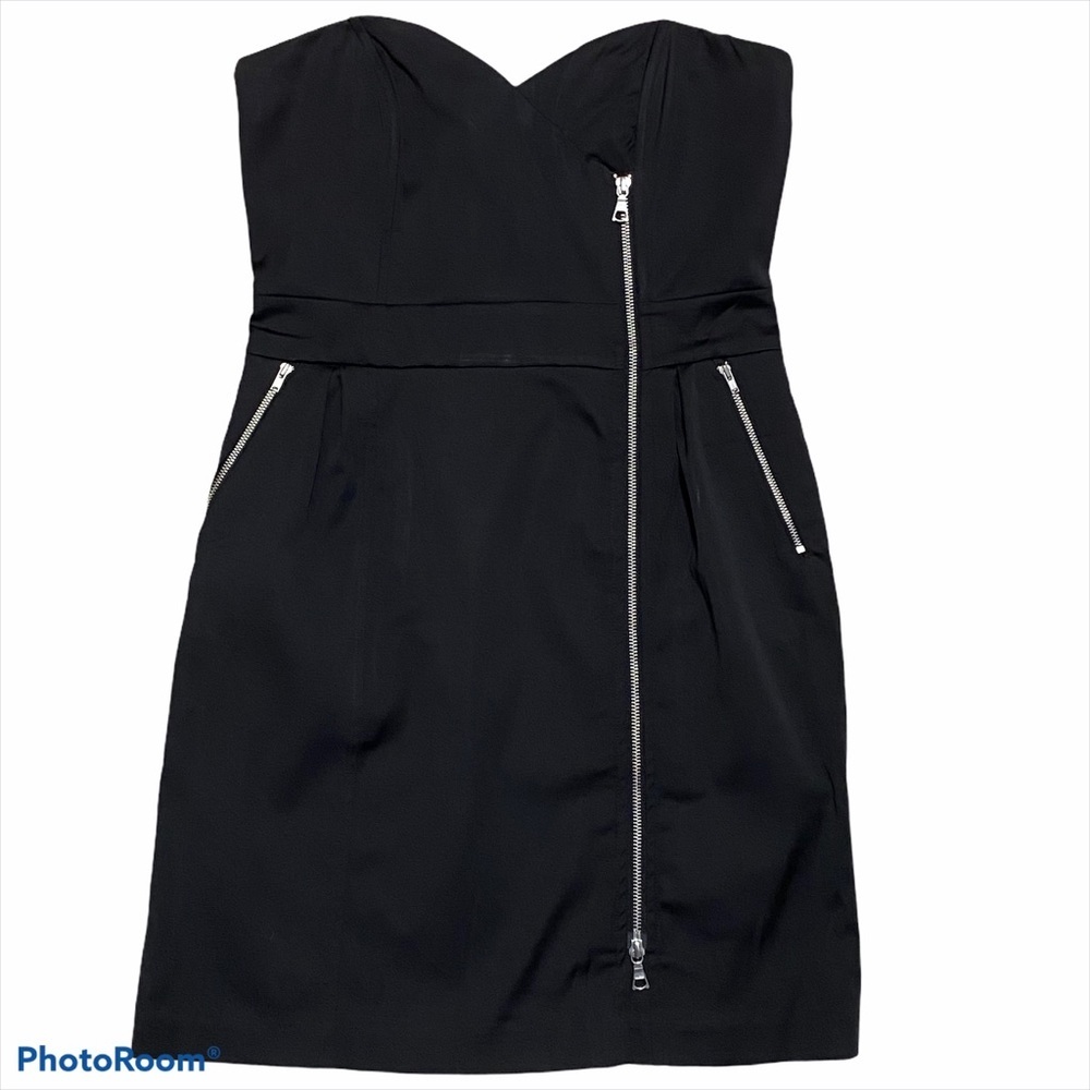 NafNaf Little Black Strapless Zipper Dress